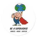 Earth Day Superhero Classic Round Sticker