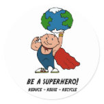Earth Day Superhero Classic Round Sticker