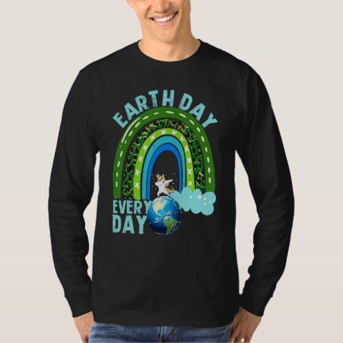 Earth Day Teacher Rainbow Dabbing Unicorn Everyday T_Shirt
