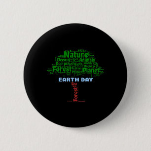 Earth Day Tree Nature Recycle Planet Go Green Eco- Button