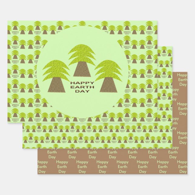 Earth Day Trees Custom Wrapping Paper Sheets (Set)