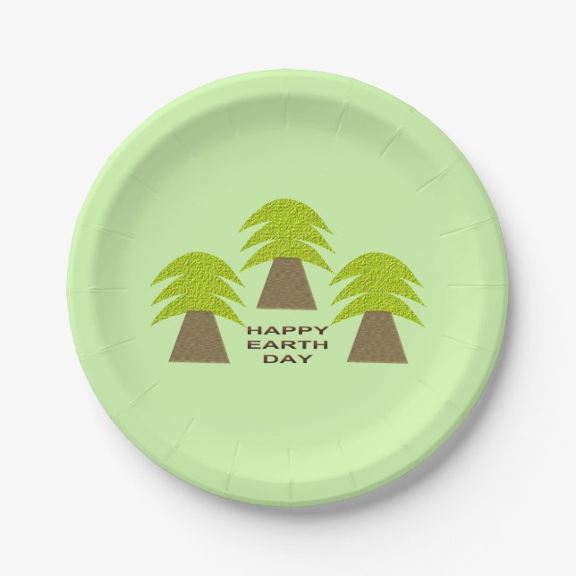 Earth Day Trees Paper Plates (Front)