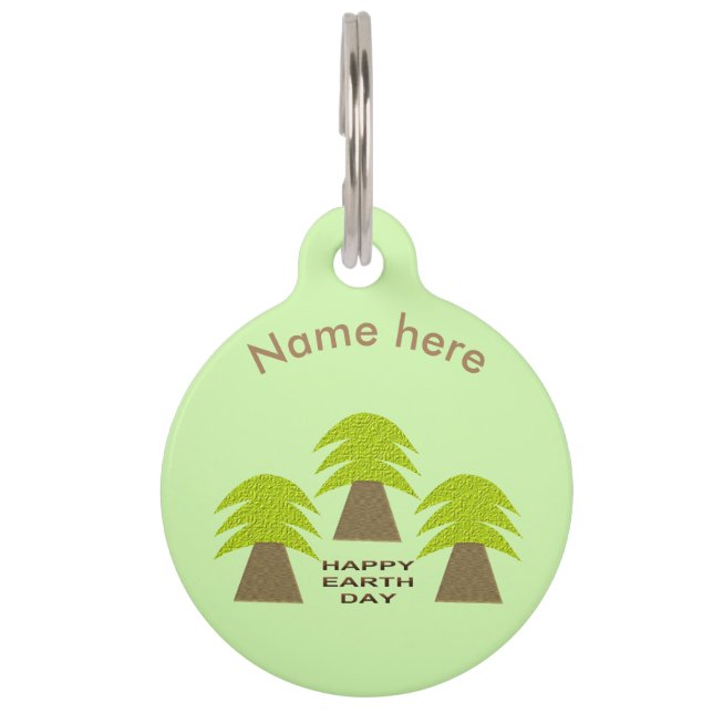 Earth Day Trees Personalized Pet ID Tag (Front)