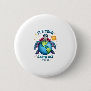 Earth Day Turtle Design April 22 For Nature Lovers Button