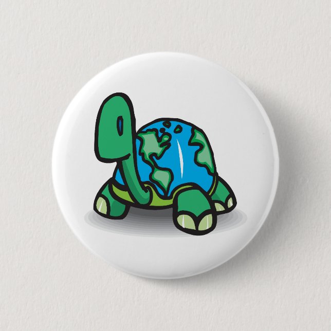 Earth Day Turtle Pinback Button (Front)