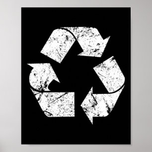 Earth Day Vintage White Recycle Symbol Poster