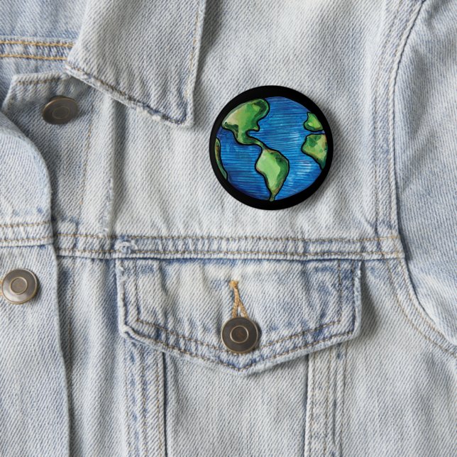 Earth Day Watercolor Environmentalism Artwork      Button (In Situ)