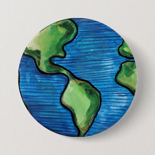Earth Day Watercolor Environmentalism Artwork      Button (Front)