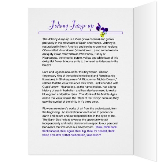 Earth Day Wildflower Laughter Card (Inside (Left))