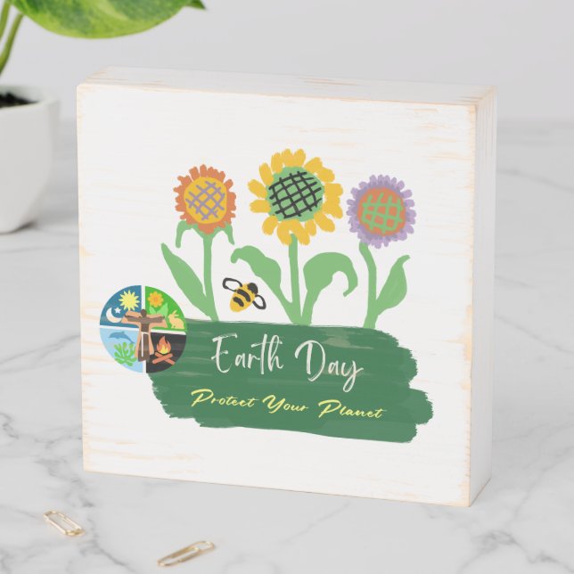 Earth Day Wooden Box Sign (In Situ Horizontal)