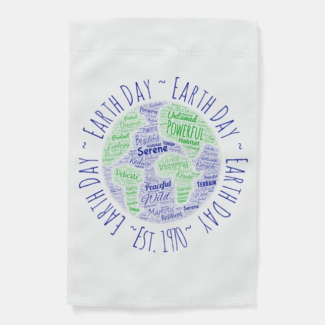 Earth Day Word Art Garden Flag (Front)