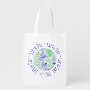Earth Day Word Art Grocery Bag
