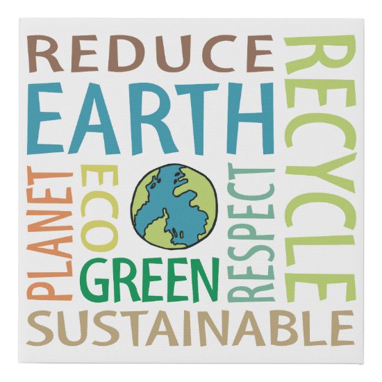 Earth Day Word Art Poster Faux Canvas Print