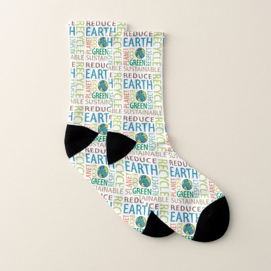 Earth Day Word Art Socks