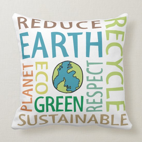Earth Day Word Art Throw Pillow