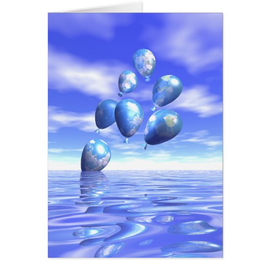Earth Day World Balloons Cards (Front)