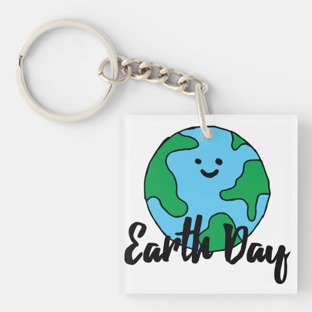 Earth Day World Ecofriendly Icon Happy Earth Clipa Keychain (Front)