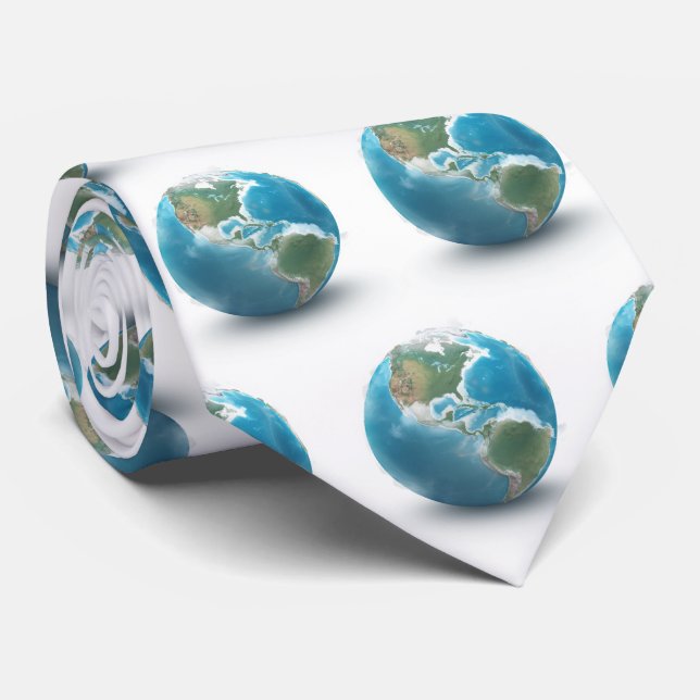 Earth Day-world globe with clouds Neck Tie (Rolled)