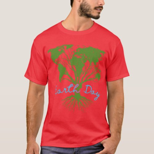 Earth Day World Map Tree T_Shirt