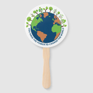 Earth day. You have the power to change the world Hand Fan
