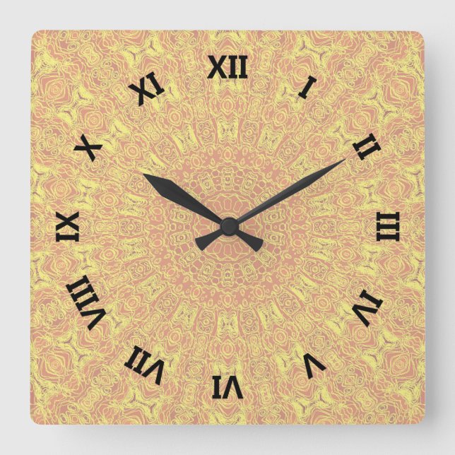 EARTH Element Contours Pattern Square Wall Clock (Front)