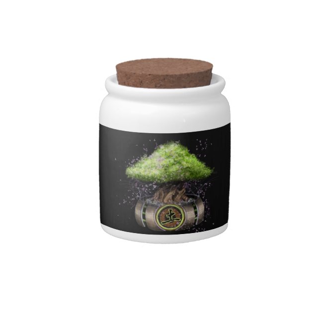 Earth Element Kanji Illustration Art Candy Jar (Front)