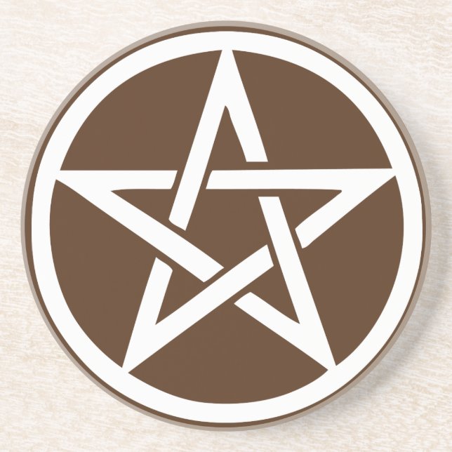 Earth Element Pentacle Altar Tile - Brown Drink Coaster (Front)