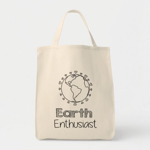 Earth Enthusiast Eco Friendly No Plastic Grocery Tote Bag