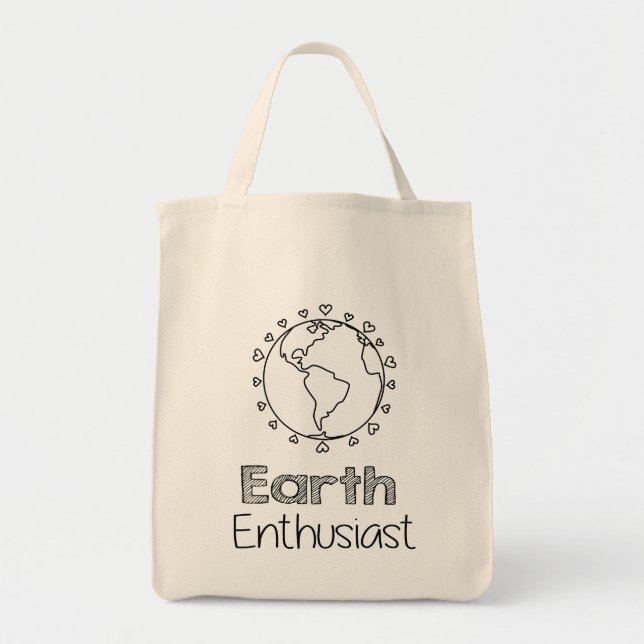 Earth Enthusiast Eco Friendly No Plastic Grocery Tote Bag (Front)