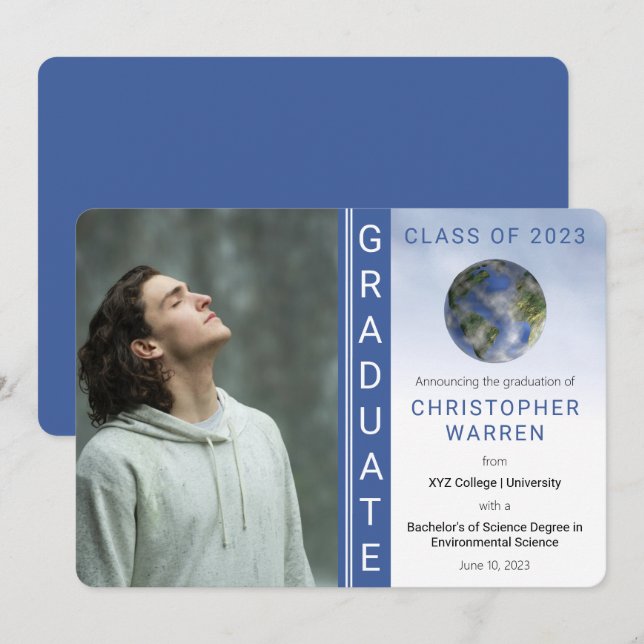 Earth Environmental Science Graduate Graduation  Announcement (Front/Back)