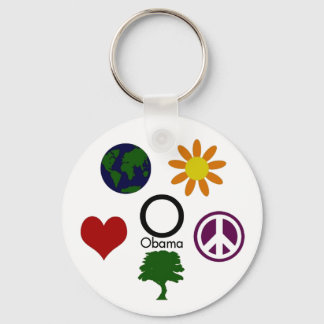 Earth, Flower, Peace, Tree, Love, Obama Keychain