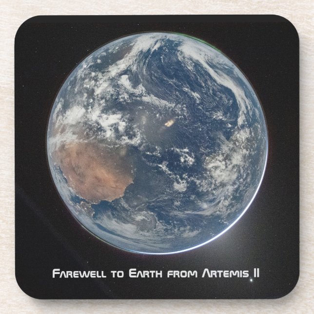 Earth From Artemis II Beverage Coaster (Front)