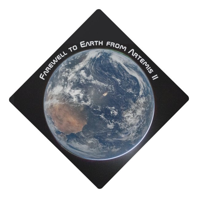 Earth From Artemis II Graduation Cap Topper (Front)