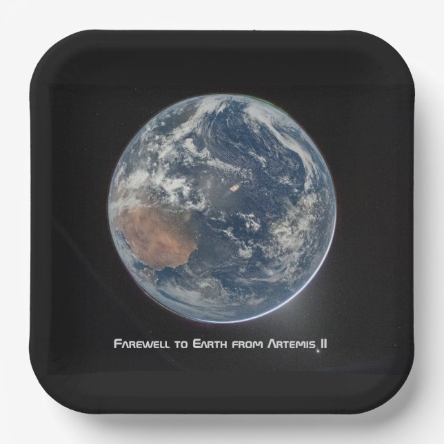 Earth From Artemis II Paper Plates (Front)