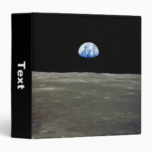 Earth from Moon in Black Space: Earthrise 3 Ring Binder