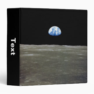 Earth from Moon in Black Space: Earthrise 3 Ring Binder