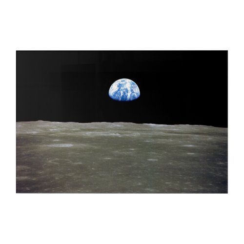 Earth from Moon in Black Space Earthrise Acrylic Print