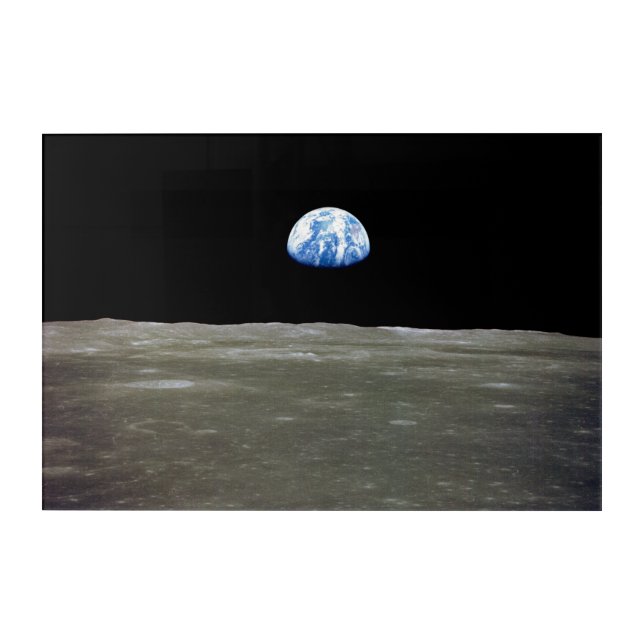 Earth from Moon in Black Space: Earthrise Acrylic Print (Front)