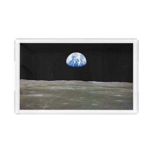 Earth from Moon in Black Space Earthrise Acrylic Tray