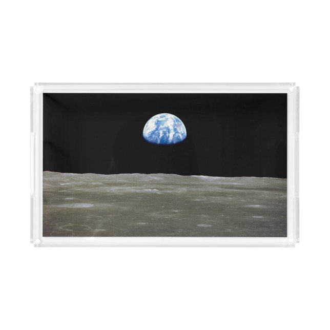 Earth from Moon in Black Space: Earthrise Acrylic Tray (Front)