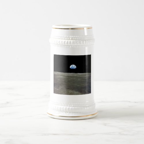 Earth from Moon in Black Space Earthrise Beer Stein