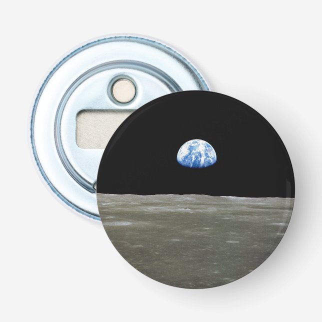 Earth from Moon in Black Space: Earthrise Bottle Opener (Front)