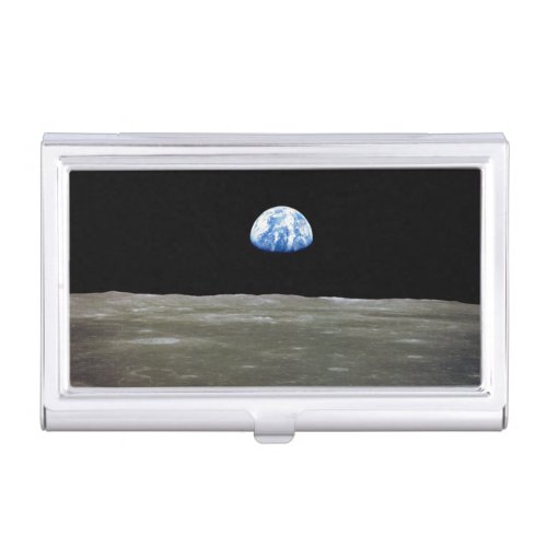 Earth from Moon in Black Space Earthrise Business Card Case