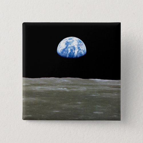 Earth from Moon in Black Space Earthrise Button
