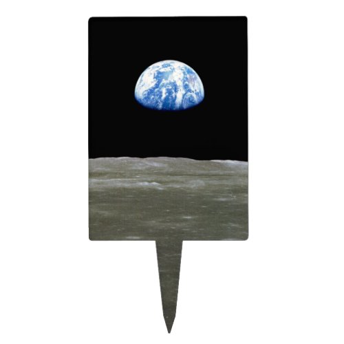 Earth from Moon in Black Space Earthrise Cake Topper