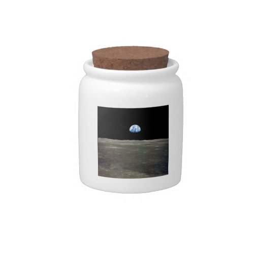 Earth from Moon in Black Space Earthrise Candy Jar