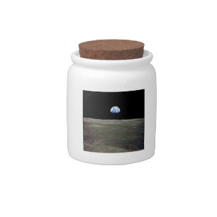 Earth from Moon in Black Space: Earthrise Candy Jar