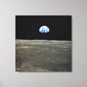 Earth from Moon in Black Space: Earthrise Canvas Print