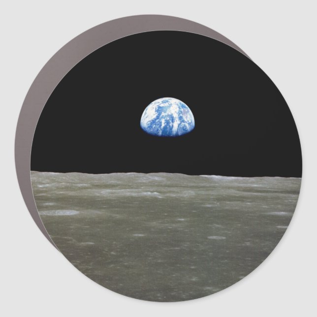 Earth from Moon in Black Space: Earthrise Car Magnet (Front)
