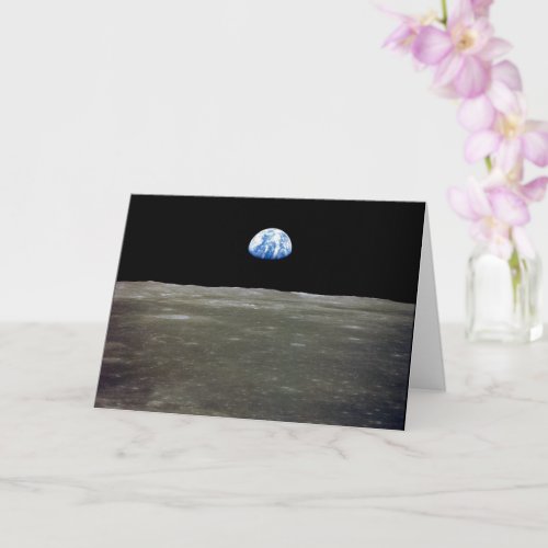 Earth from Moon in Black Space Earthrise Card